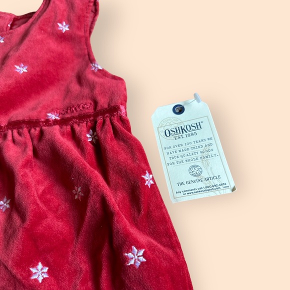 NWT Baby OshKosh B’Gosh Red Velvet Snowflake One Piece Outfit Holiday 12 Mon - Picture 4 of 7